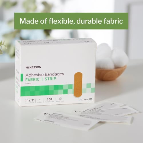 McKesson Adhesive Bandages, Sterile, Fabric, Tan, 1 x 3 in, 100 ct - image 2
