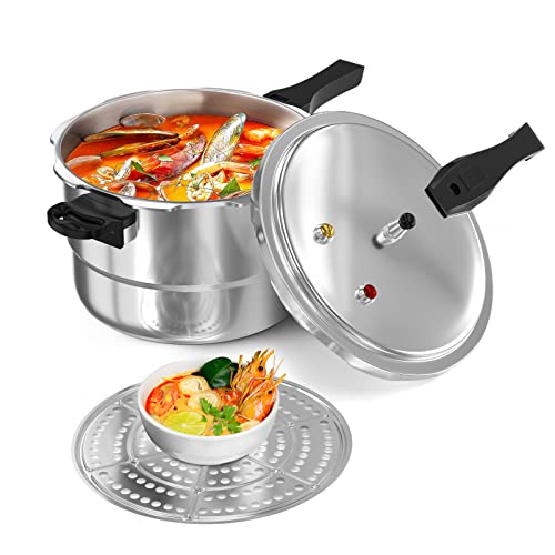 Image of WantJoin 6Qt Aluminum Pressure Cooker w /Release Valve & Multiple Protective Devices,Pressure Canner Compatible with Gas & Induction Cooker,Canner Rack Included