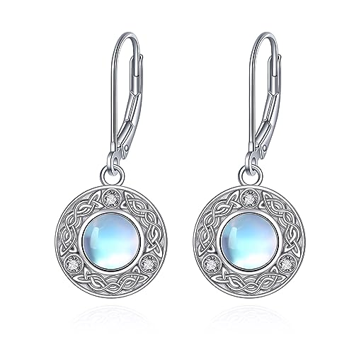 Boucles d'oreilles celtiques en argent et pierre de lune cadeau femme fille