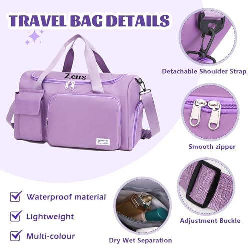 Personalized Travel Duffle Bag Embroidered Name,Custom Travel Bag,Large Capacity Foldable Storage Carry Duffle Bag,Suitable For Men's And Women's Travel,Gym,Sports,Weekend Overnight Bag (pink)4