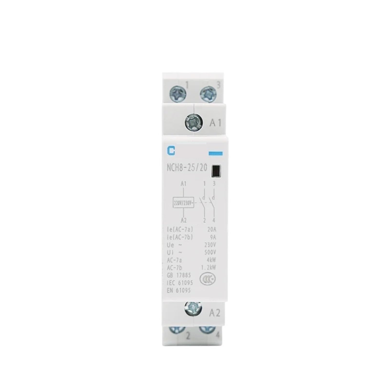 Contacteur ca monophasé NCH8 4P 25A rail DIN relais domestique 220V 230V