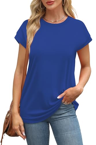 Image of Alaroo Womens Summer Tops Short Sleeve Shirts Crew Neck Cute Trendy Tunic Blouses (S-3XL)