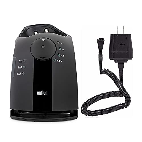 Braun Clean and Charge Station for Pulsonic Series 7 Shavers (Black) and Charger Cord Bundle (2 Items)