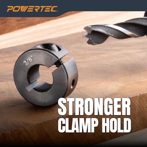 Image of POWERTEC Drill Bit Stop Collar Set, 7 Piece Set Adjustable Drill Bit Depth Stopper with Allen Wrench, Bit Stop with Imperial System Size Markings - 1 /8 inch, 3 /16 inch, 1 /4 inch, 5 /16 inch, 3 /8 inch, 7 /16 inch, 1 /2 inch (71491E)