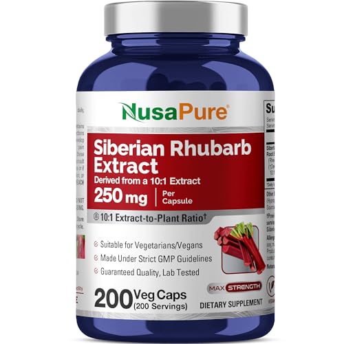 NusaPure Siberian Rhubarb, 250 mg, 200 Veg Capsules (Non-GMO, Vegan)