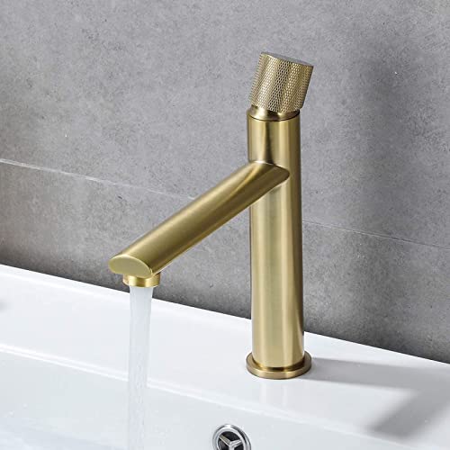 Mitigeur d'eau monté sur le pont or brossé pour vasque de salle de bains