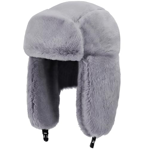 Unisex Russian Trapper Hat For Winter, Faux Ski Cap With Windproof Design, Ear And Chin Coverage For Outdoor Cold Adventures
