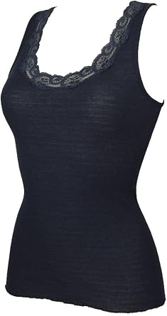 RAGNO Camisole Woman Wide Shoulder Ribbed with lace Wool Silk Article 701832