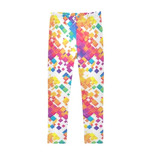 Abstract Rainbow Stripes Kids Girl's Basic Leggings Comfortable Full Length Lounge Pants Sports