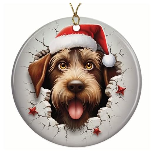 Wirehaired Pointing Griffon Dog Breed Ornament - Breakout Effect - for Dog Parent, Mom, Dad - Over 100 Designs to Choose from - 2.8" Round - Gold String Included - UV Printed Design - BMCO0335