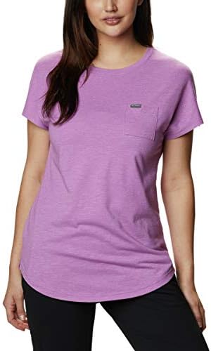 Columbia Women's Cades Cape Tee Shirt, Moisture Wicking, Comfort Stretch, Blossom Pink, Medium