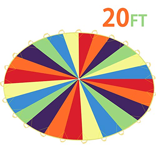Sonyabecca Play Parachute for Kids Tent Cooperative Team Building Games Birthday Gift (20ft)
