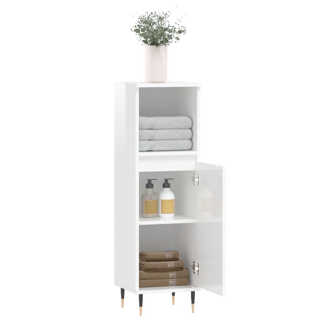 Mobile da bagno Select-Mobile da bagno in legno laccato bianco 30 x 30 x 100 cm