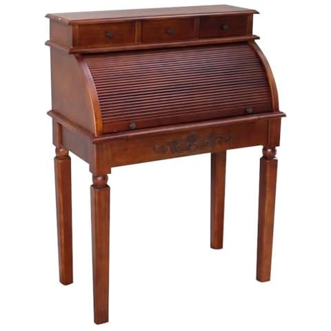 International Caravan Furniture Piece Carved Wood Roll Top Desk Cover