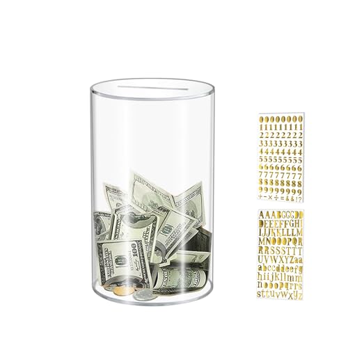 Samate Clear Acrylic Piggy Bank –Must Break to Open Money Saving Box for Adults & Kids, Unopenable Cash Jar for Financial Goals, Large/Medium/Small Sizes, Birthday Gift & Home Decor (Small)