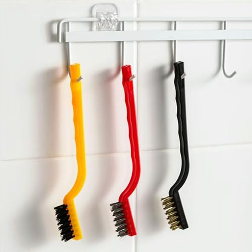 Image of Wire Brush Set, 9-Piece, for Removing Weld slag, Rust and dust. Wire Cleaning Brushes comprise Three Different Sizes, Featuring Brass, Nylon and Stainless Steel Bristle Heads respectively,Colour