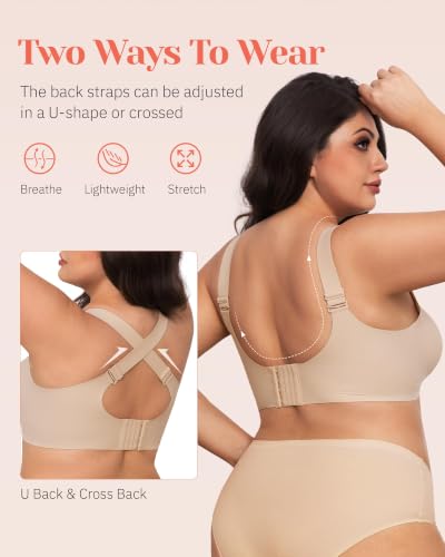 Image of Gailife Jelly Bras for Women No Underwire Minimizer Bra Wireless Supportive Full Coverage Plus Size Bra Seamless Tshirt