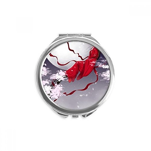 Espejo redondo portátil con diseño de luna roja para un maquillaje preciso en todo lugar