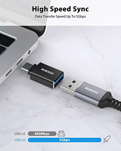 Nimaso Adattatore USB C a USB 3.0 [OTG - 4 Pezzi ] Alluminio Connettore Adattatore Tipo-C a USB A per Trasmissione Dati e Caricare per MacBook PRO 2017/2016, Google Chromebook Pixel, Nokia N1
