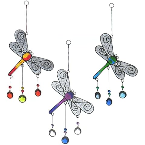 Set of 3 Colourful Resin Dragonfly Suncatchers Cover