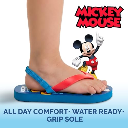 Image of Disney Girls Boys Character Flip Flops Sandals Kids Water Shoes - Minnie Mickey Moana Toy Story Frozen Cars Encanto Princess Thong Beach Slides Slip On Quick Dry (Toddler-Little Kid)