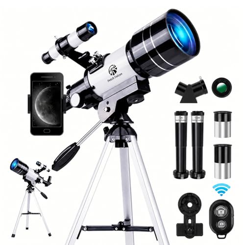 Image of Astronomical Astronomical Telescope 150X High-Powered,Portable with 70mm Aperture (HD Refractor, Tripod, Phone Adapter, and Wireless Remote) Ideal for Stargazing and Space Exploration
