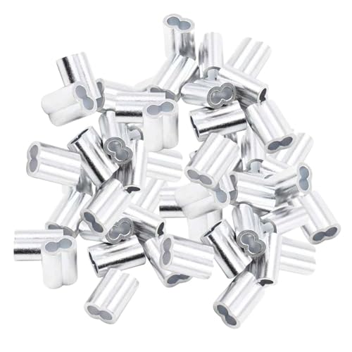 YIXANNX Paquete de 100 fundas de aluminio para cables acero con manguitos engarce aluminio para proyectos resistencia, accesorios acero con clip.