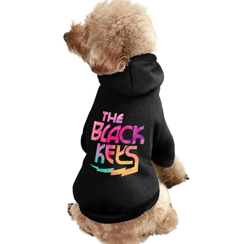 ペット服 犬服 秋冬 フード付パーカー The Black Keys ザ・ブラック・キーズ 犬用コート ペット用品 防寒服 暖かい 柔らかい 抜け毛防止 着脱簡単 小型犬 中型犬 お散歩 お出かけ S