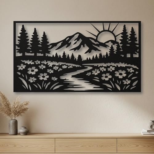 XXQ Spring Mountain Landscape Metal Wall Art – Panoramic Nature
