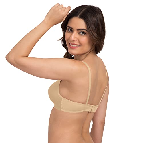 Image of Tweens - Heavily Padded Semi Push-Up Bra - Polyamide Fabric - 3 /4th Coverage, Wireless, Multiway Straps, Seamless - Everyday T-Shirt Bra
