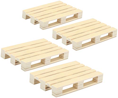 COM-FOUR® 4x Posavasos de madera'Paleta' - Posavasos para vasos con diseño de paleta - Posavasos para bebidas frías y calientes (04 piezas - Palet 12cm)