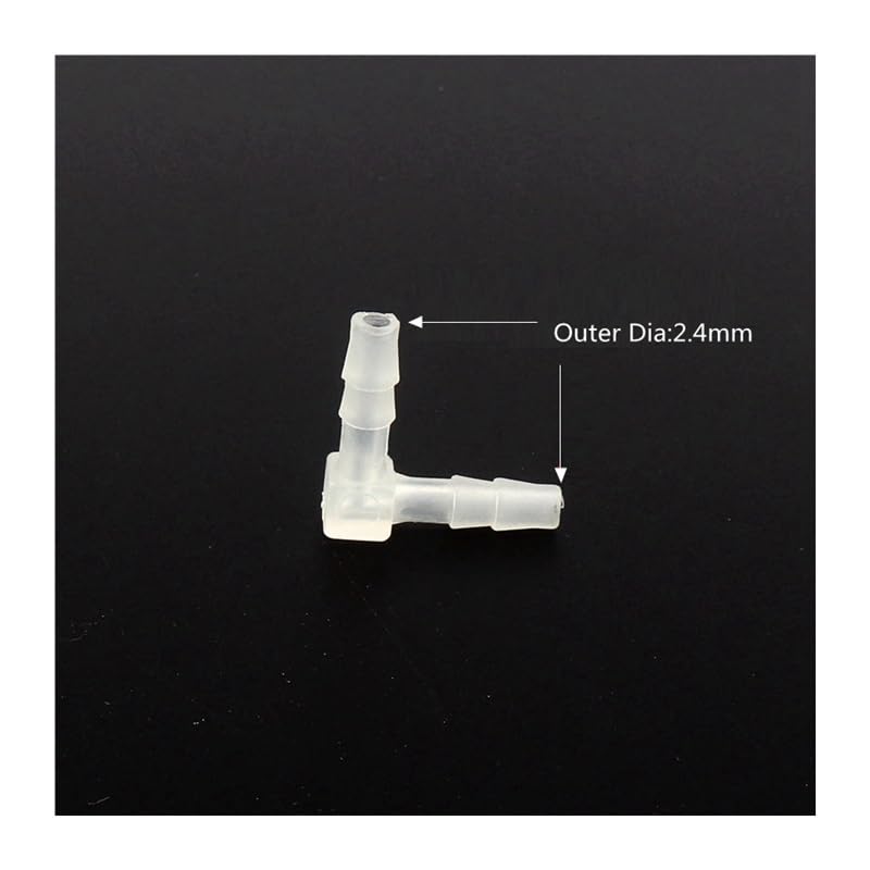 50 Uds diámetro exterior 2,4-20mm 90 grados conector de codo igual plástico blanco transparente PE accesorio for manguera de riego de jardín(16mm x 16mm)