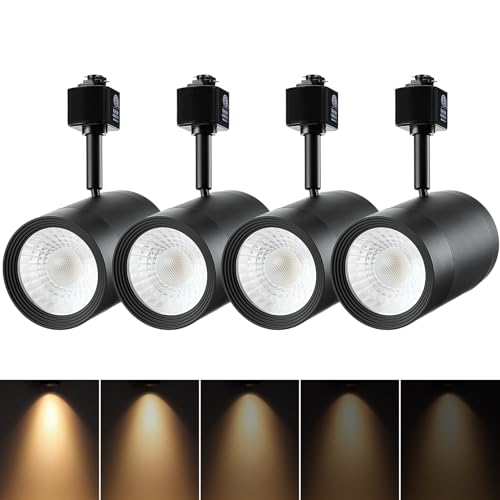 LEONLITE Retail Pro Series 17.5W LED H Track Lighting Heads, ETL Listed, Commercial Dimmable H Track Light Heads for Store Shop Restaurants, CRI90 38° Track Lighting, 3000K, Matte Black, Pack of 4