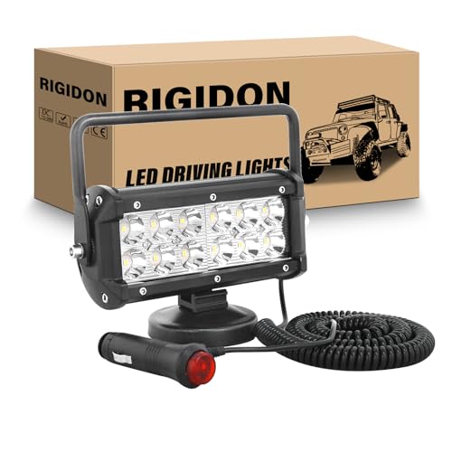 RIGIDON 6.5 Inch 36W LED Work Light with Magnet Base Waterproof Spot Light 12V 24V Offroad Lighting LED Fog Lights for Car SUV ATV Tractor Boat Truck 4x4 Camping