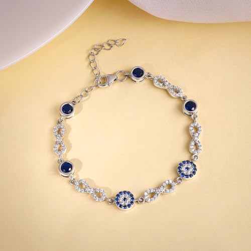 Image of GIVA 925 Silver Infinity Evil Eye Bracelet, Adjustable | Gifts for Women and Girls | With Certificate of Authenticity and 925 Stamp | 6 Months Warranty