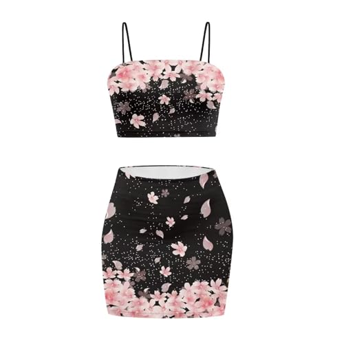 Image of 2025 Sexy Spaghetti Strap Crop Tops and Bodycon Skirt Casual 2 Piece Set S-4XL