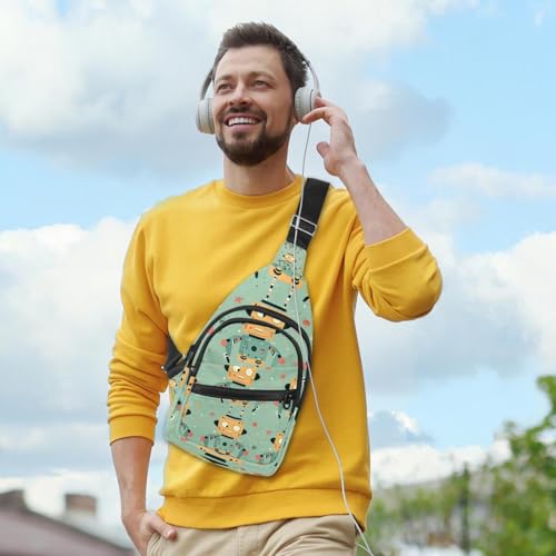 Mochila cruzada de robot verde con correa ajustable para running 6