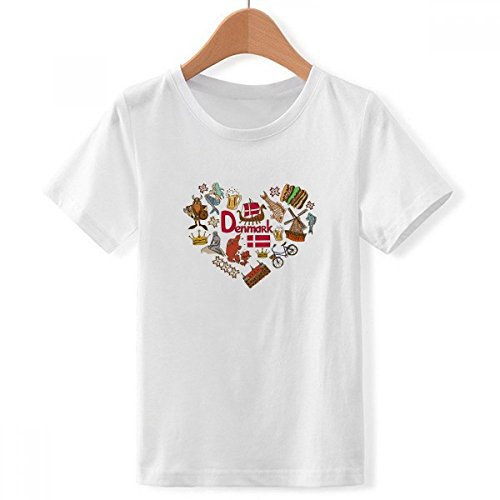 T-Shirt Danemark blanc garçon motif coeur paysage taille M multicolore
