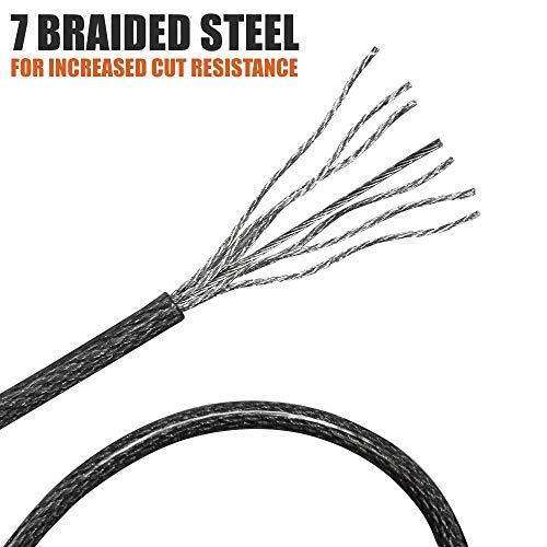 Bv 2.5Ft Security Steel Cable, Double Looped Braided Steel Flex Lock Cable 3/16 Inch, For U-Lock, Padlock, And Disc Lock (2.5Ft) Vinyl Wrap For Corrosion Protection #TOP5