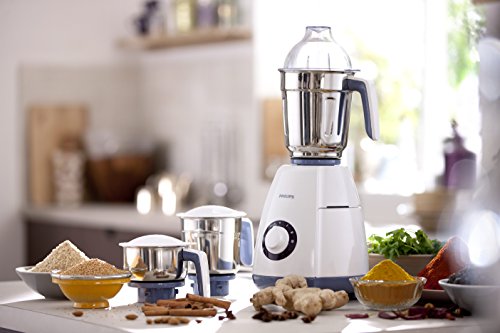 Philips Stainless Steel Viva Collection HL7701/00 Mixer Grinder, 750 Watts, 4 Jars (Elegant Lavender and White)