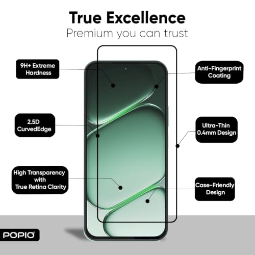 Image of POPIO Military-Grade Gorilla Tempered Glass for OnePlus N6 / N6x | 9H Hardness, Edge-to-Edge, Bubble-Free