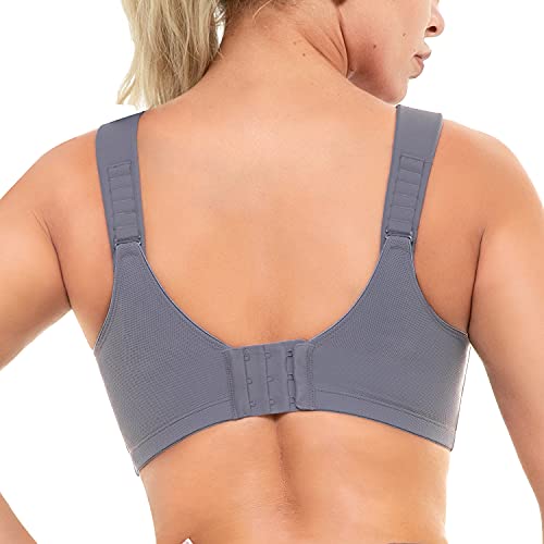 Zerobound Women's Sports Bras High Impact Full Coverage Underwire Workout Bra Back Adjustable Straps Plus Size Bra Gray #TOP2