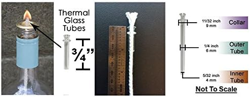 Miniatura 2 de 6 soportes térmicos de mecha de tubo de vidrio de .75 pulgadas y 6 piezas de mecha de fibra de vidrio de 2 x 18 pulgadas para lámpara de vela de