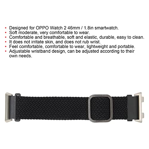 Horloge Band voor Oppo 2 46mm Smartwatch Verstelbare Smartwatch Band 0.8 in Flanel Textiel Band Fall Horlogebandje Intrekbare(zwart) - Afbeelding 6
