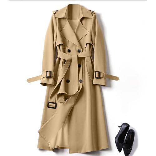 Trench Coat Women Long Double Breasted Jackets Classic Elegant Windproof Lapel Overcoat with Belt Fall Winter Outwear2