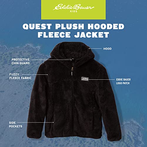 Eddie Bauer Kids' Jacket - Kids' Full Zip Ultra Soft Sherpa Fleece Hoodie Sweatshirt For Boys And Girls (5-20), Size 14-16, Black #TOP1