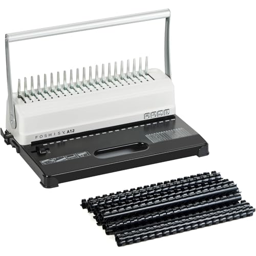 FOSHISY Comb Binding Machine 21 Holes with 50Pcs 12mm Binding Combs Spines