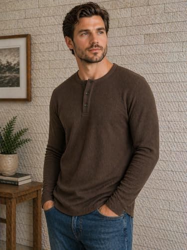 Image of FN3 Men's Premium Waffle Knit Henley Tshirt for Men