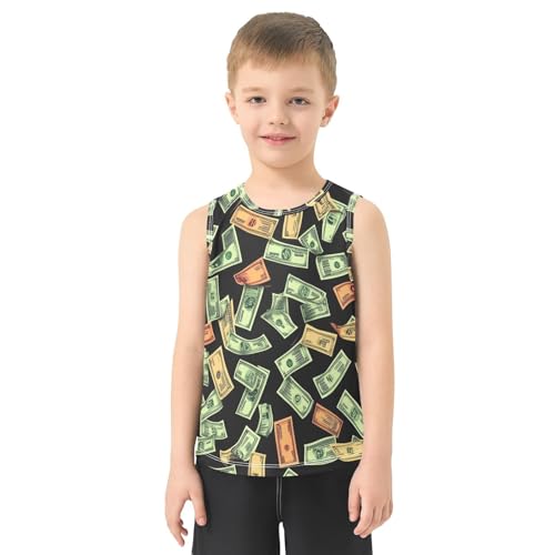 Boys Tank Top Shirts Money Cartoon Dollar Sleeveless T-Shirts Crew Neck for Kids Clothing Children2