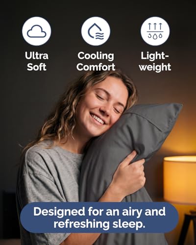 Image of Lightweight 4 Piece Bed Sheet Set King Size - Cooling Sheets for Hot Sleepers - Soft Breathable Bedding Set w / 8-16 Inch Deep Pockets - 1 Flat, 1 Fitted & 2 Pillowcases - Wrinkle Resistant - Dark Grey